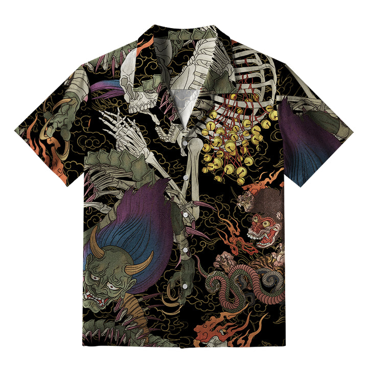 Japanese Yokai And Skeletons Aloha Hawaiian Shirt