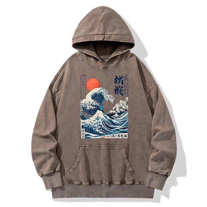 Ukiyo-e Ocean Waves Japan Washed Hoodie