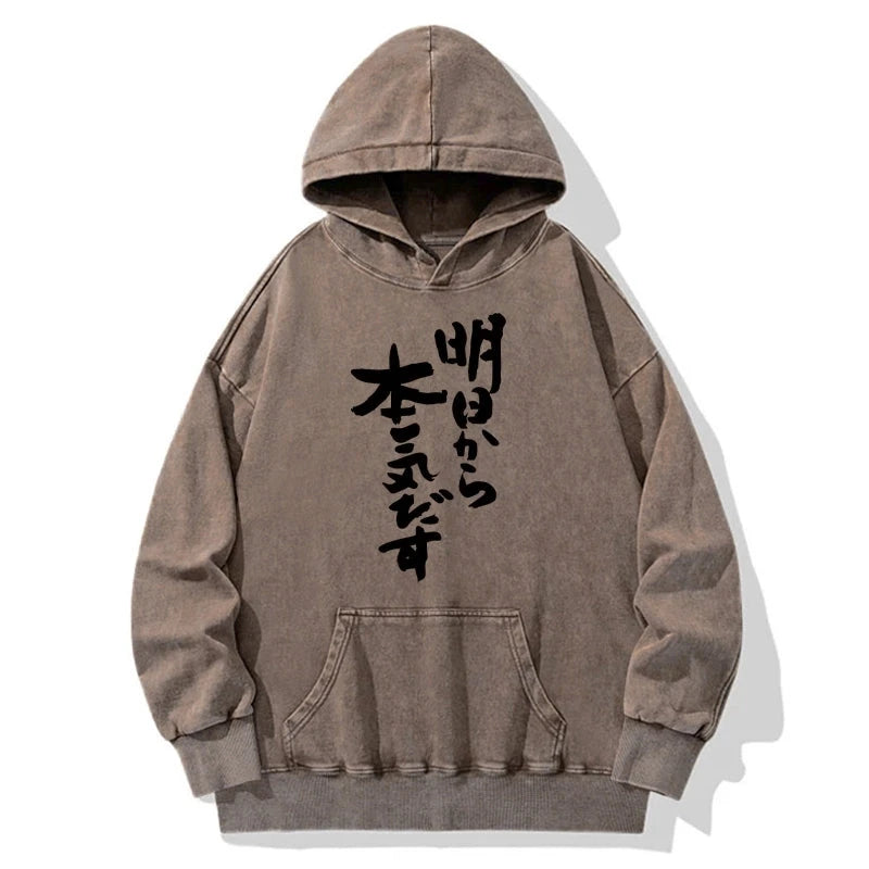 I'm Going To Get Serious Tomorrow Japan Washed Hoodie