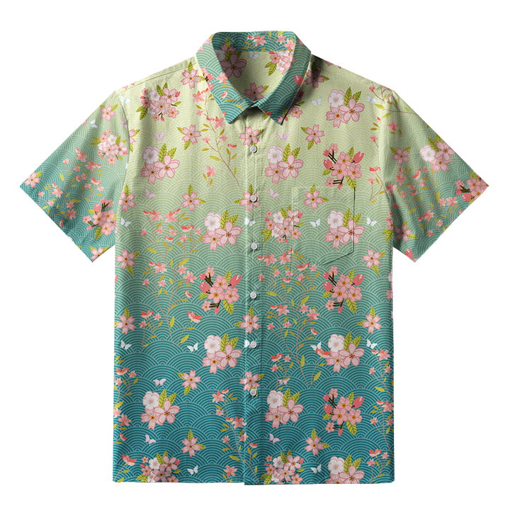 Sakura Blossom Waves Button-up Shirt