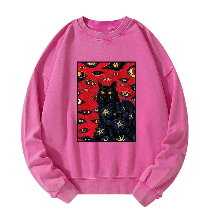 Mysterious Cat Washed Sweatshirt