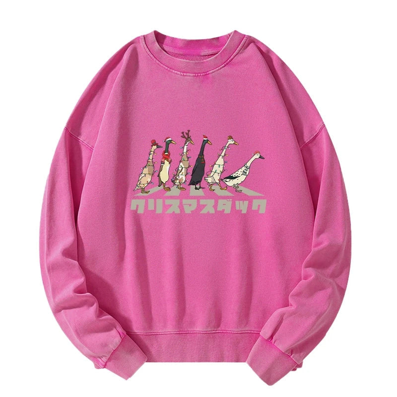 Funny Christmas Ducks Washed Sweatshirt
