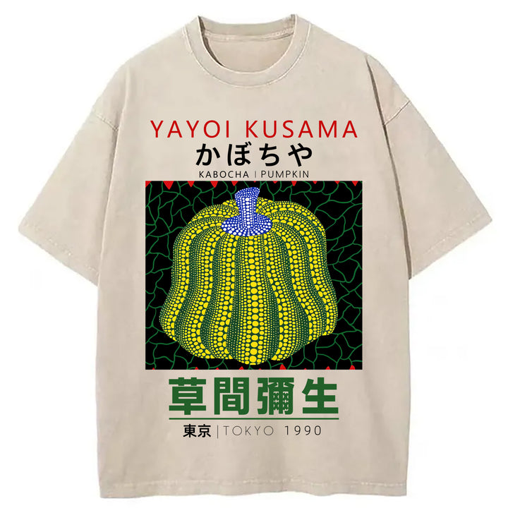 Yayoi Kusama Pumpkin Vintage Washed Crew Neck T-Shirt