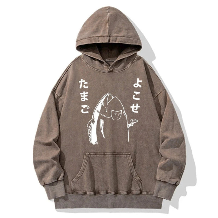 Give Me Egg Japanese Fish Washed Hoodie