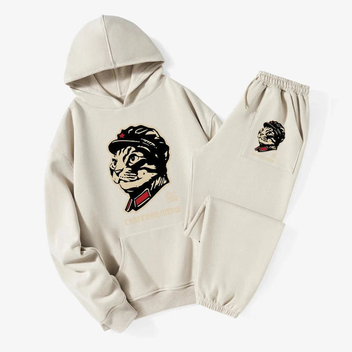 Chinese Spirit Cat Fleece Lined Hoodie Set