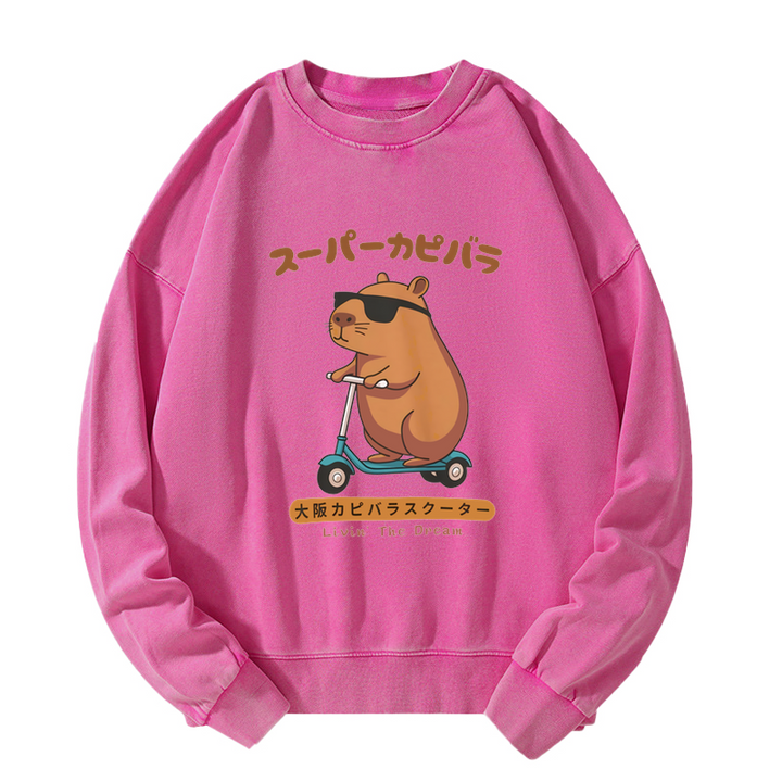 Osaka Capybara Scooter Washed Sweatshirt