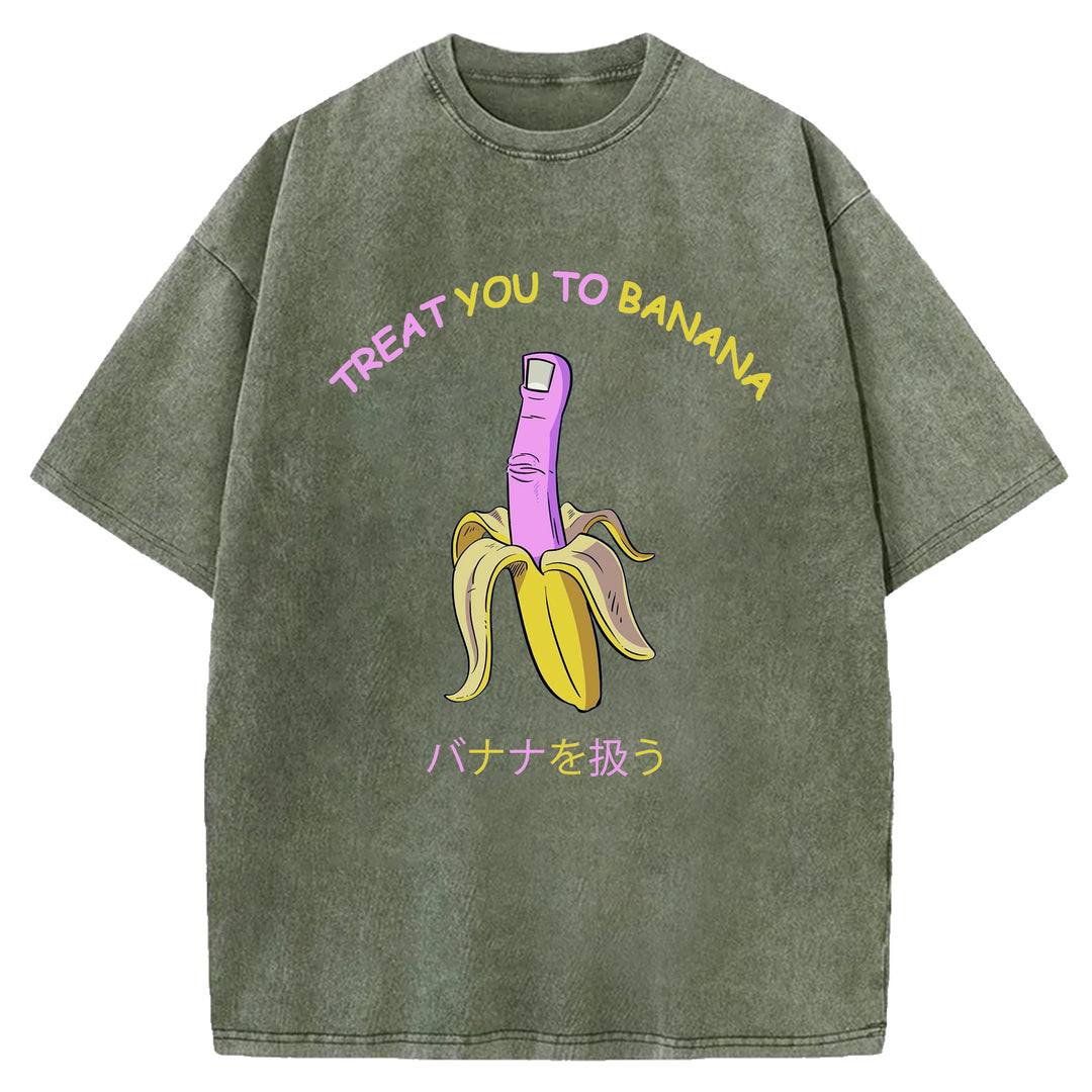 Treat You Banana Washed Crew Neck T-Shirt