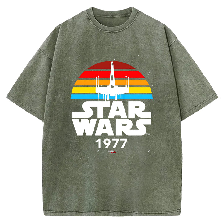 Star Wars Vintage Japanese Design Washed Crew Neck T-Shirt