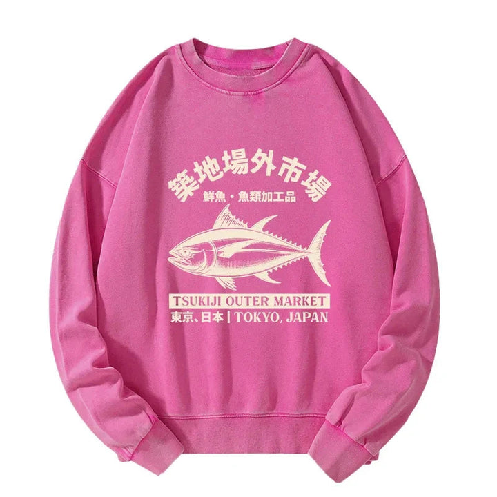 Japan Tsukiji Fish Market Washed Sweatshirt