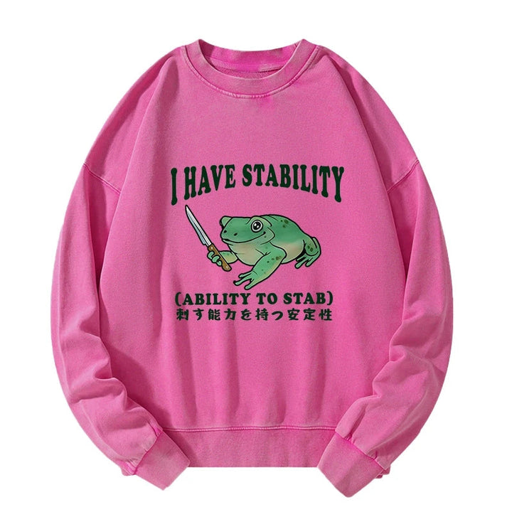 Mentally Stable Assassin Frog Washed Sweatshirt