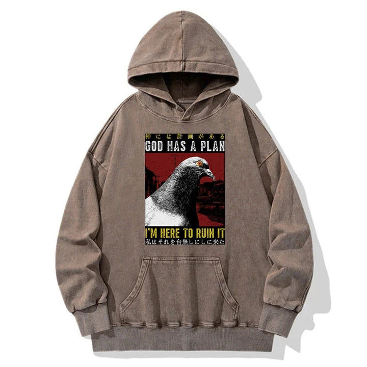 Pigeons That Want To Break The Plan Washed Hoodie