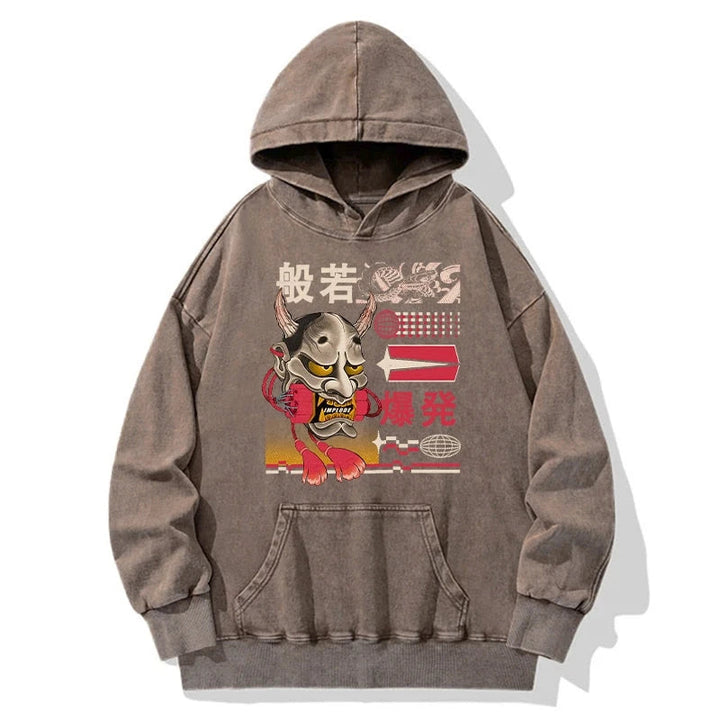Hannya Mask Japanese Washed Hoodie