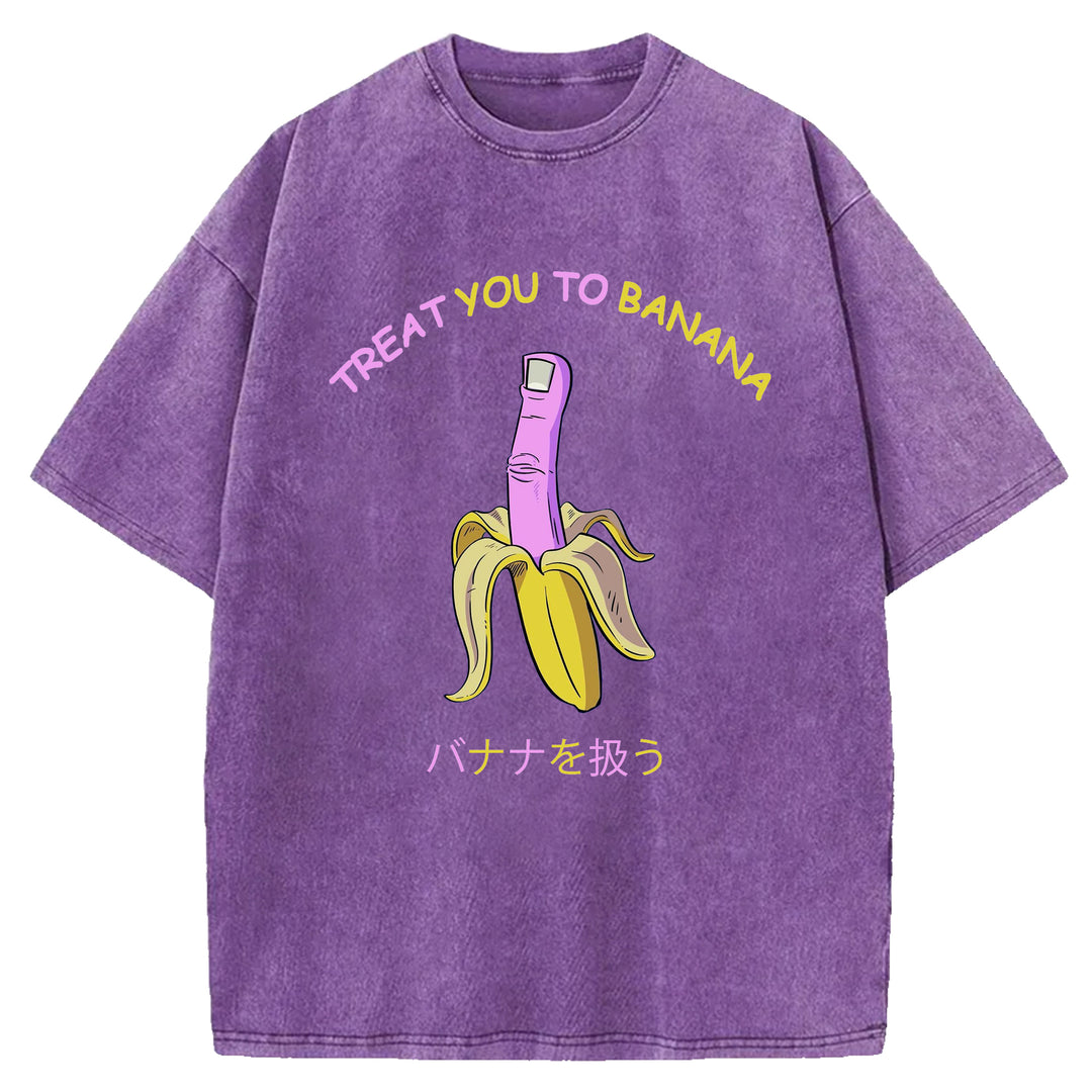 Treat You Banana Washed Crew Neck T-Shirt