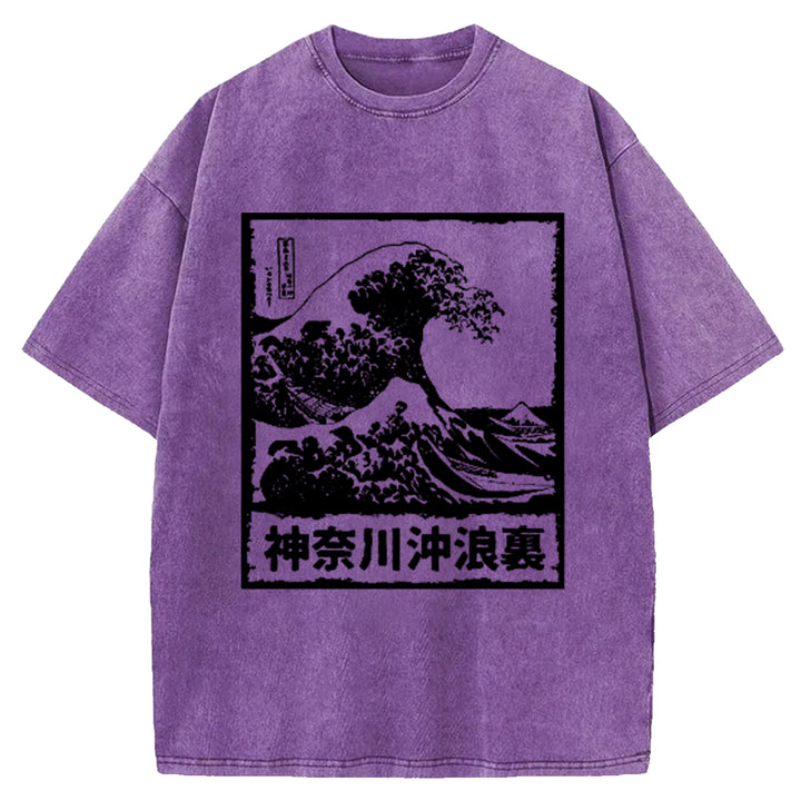 Kanagawa Wave Washed Crew Neck T-Shirt