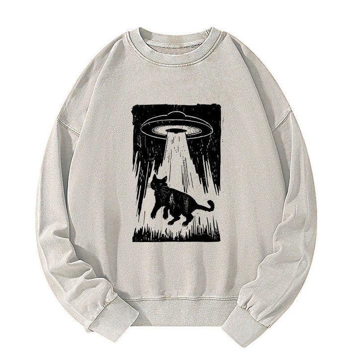 Cat Kidnapped By Aliens Washed Sweatshirt