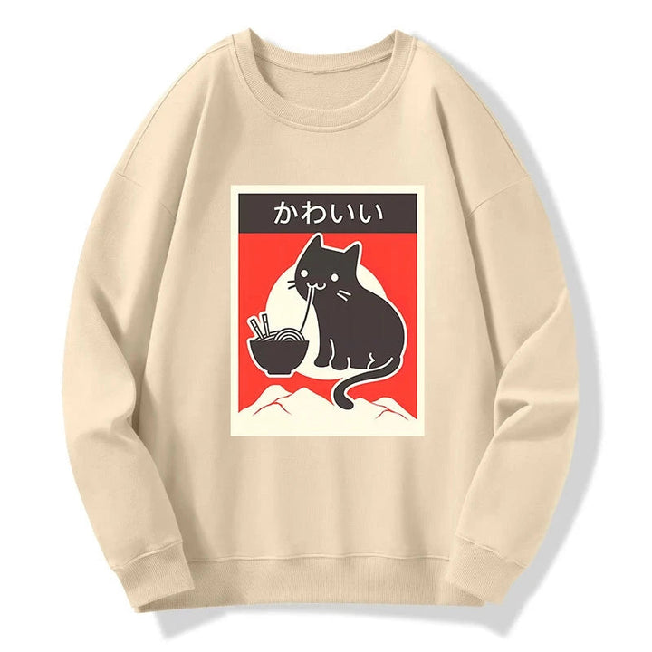"Kawaii" Vintage Style Japenese Ramen Cat Sweatshirt