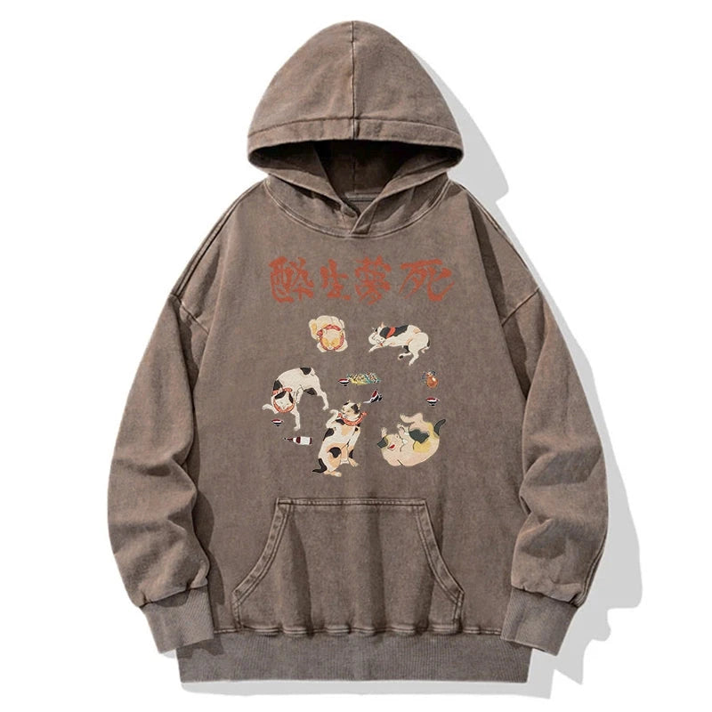 Drunken Cats Washed Hoodie