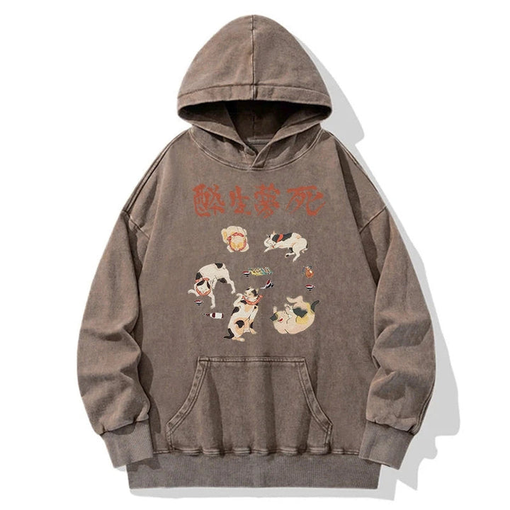 Drunken Cats Washed Hoodie