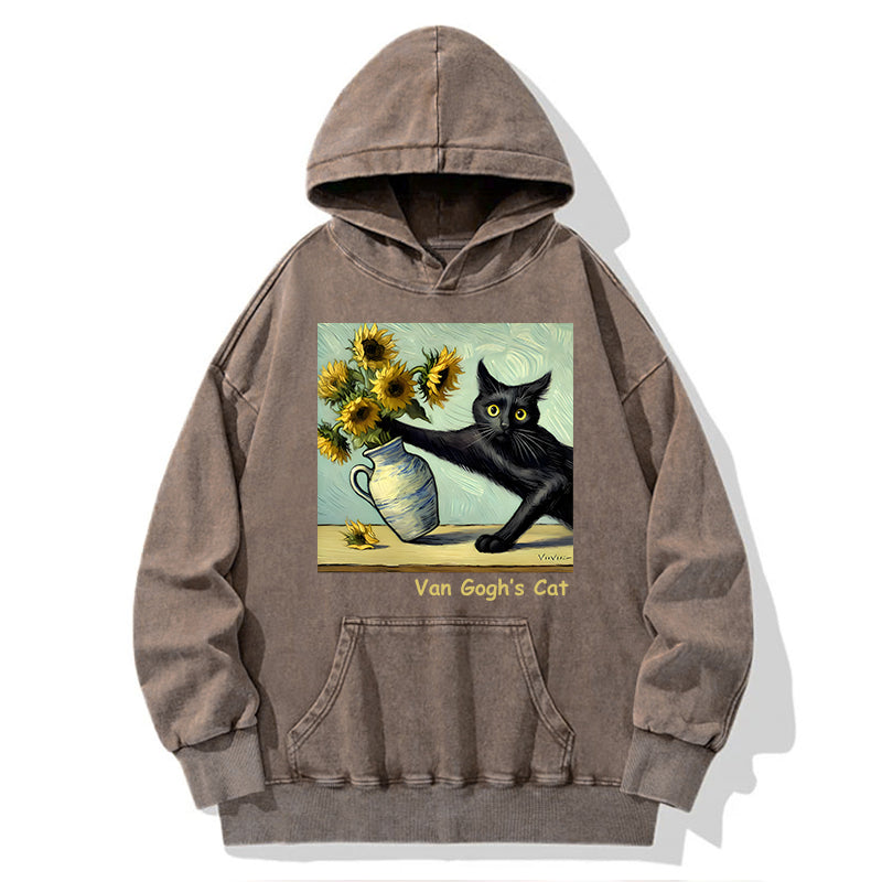 Van Gogh's Naughty Cat Washed Hoodie