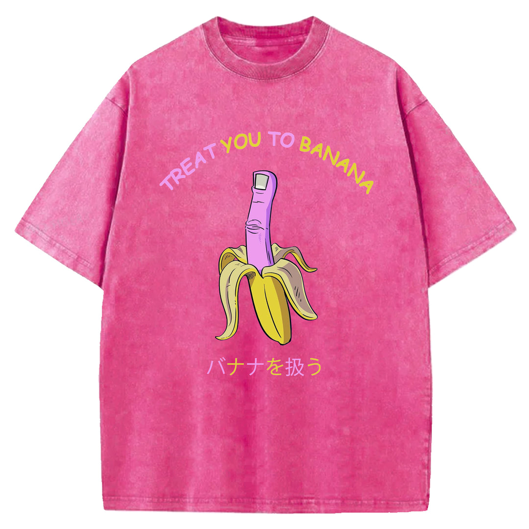 Treat You Banana Washed Crew Neck T-Shirt