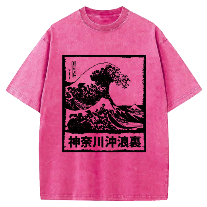 Kanagawa Wave Washed Crew Neck T-Shirt