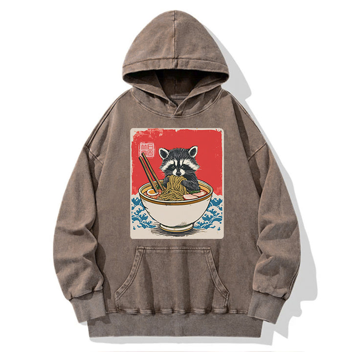 Ramen Lover Raccoon  Washed Hoodie