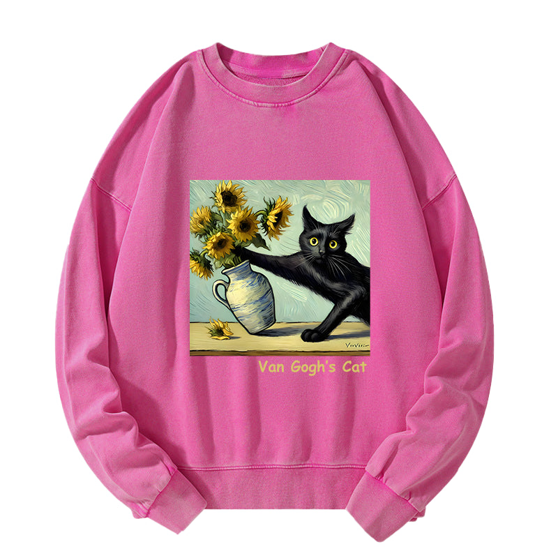 Van Gogh's Naughty Cat Washed Sweatshirt