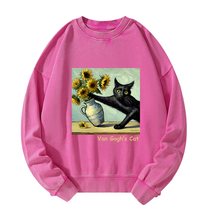 Van Gogh's Naughty Cat Washed Sweatshirt