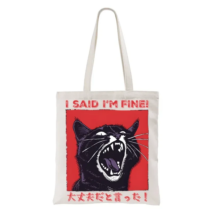 Angry Cat Japan Tote Bag
