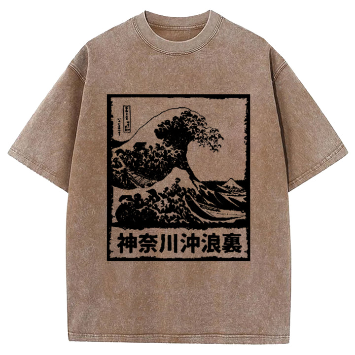 Kanagawa Wave Washed Crew Neck T-Shirt