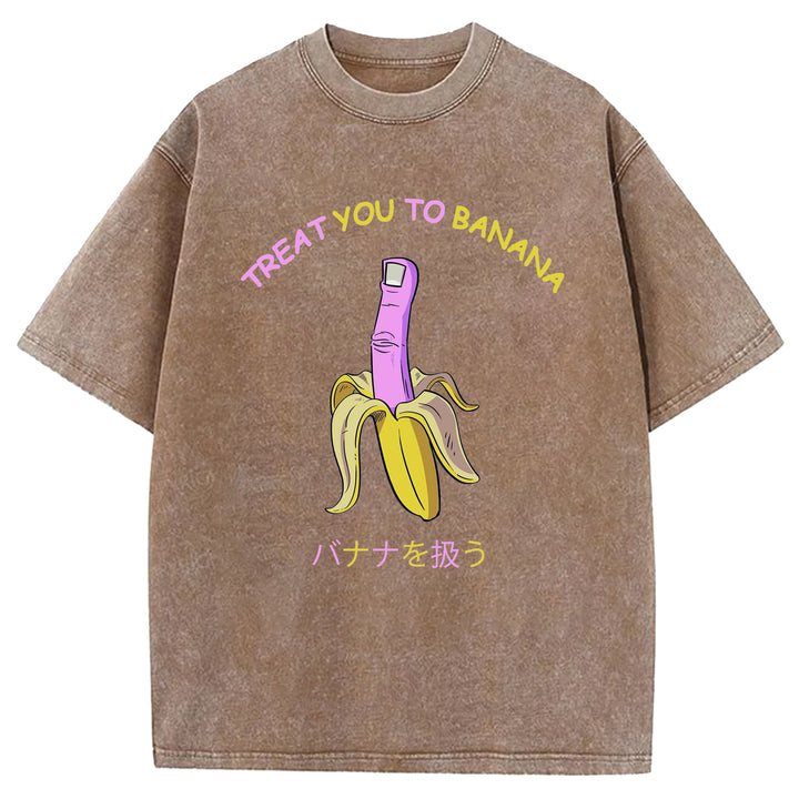 Treat You Banana Washed Crew Neck T-Shirt