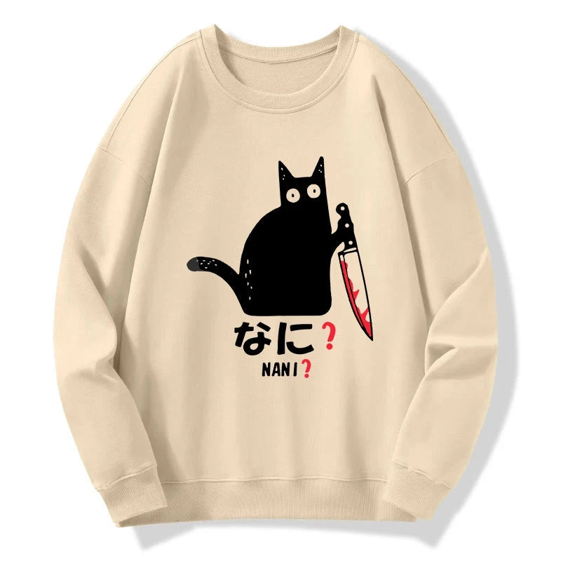 A Puzzled Cat Holding A Knife Sweatshirt