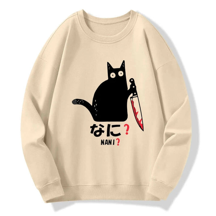 A Puzzled Cat Holding A Knife Sweatshirt