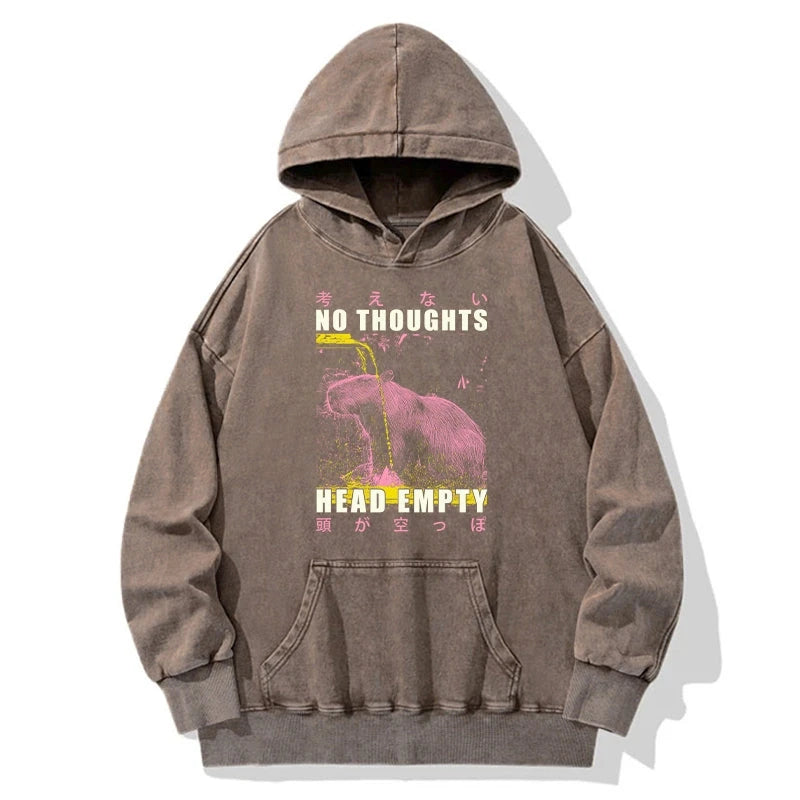 No Thoughts Head Empty Washed Hoodie