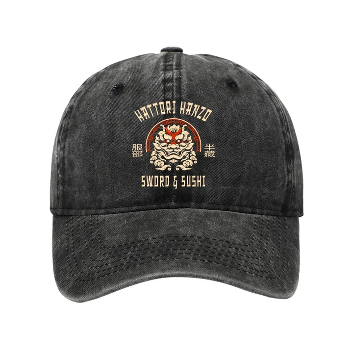 Hattori Hanzo Sword And Sushi Japanese Washed Cap