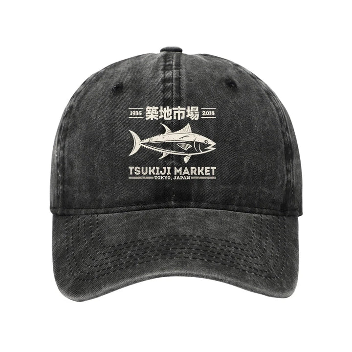 Retro Tsukiji Fish Market Streetwear Tokyo Washed Cap