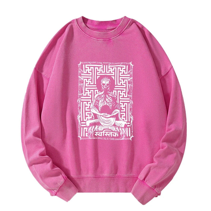 Sayagata Buddha Graphic Washed Sweatshirt