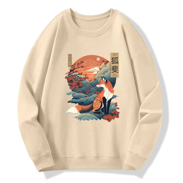 Japanese Kitsune Fox Sakura Sweatshirt