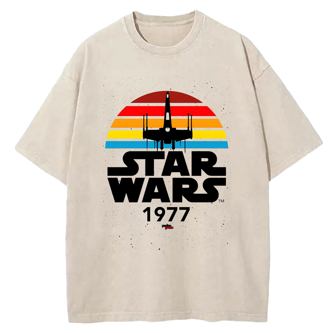 Star Wars Vintage Japanese Design Washed Crew Neck T-Shirt