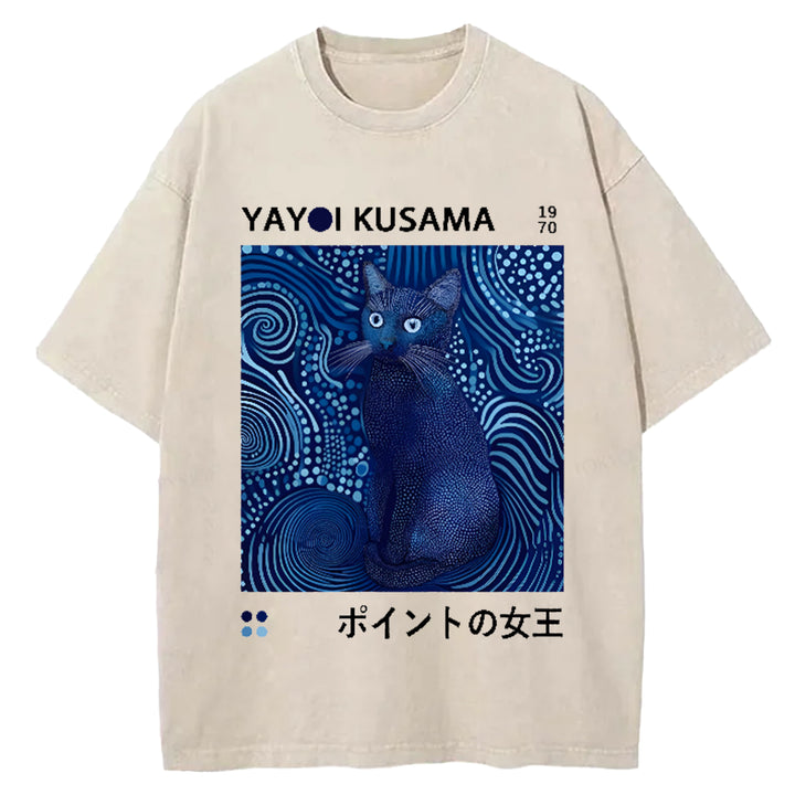 Yayoi Kusama Flower Vintage Japanese Design Washed Crew Neck T-Shirt