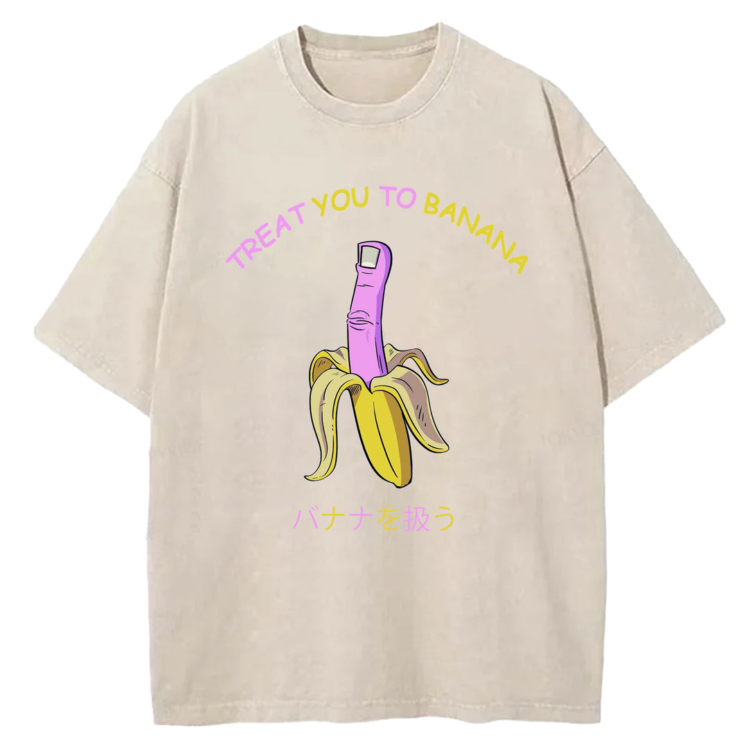 Treat You Banana Washed Crew Neck T-Shirt