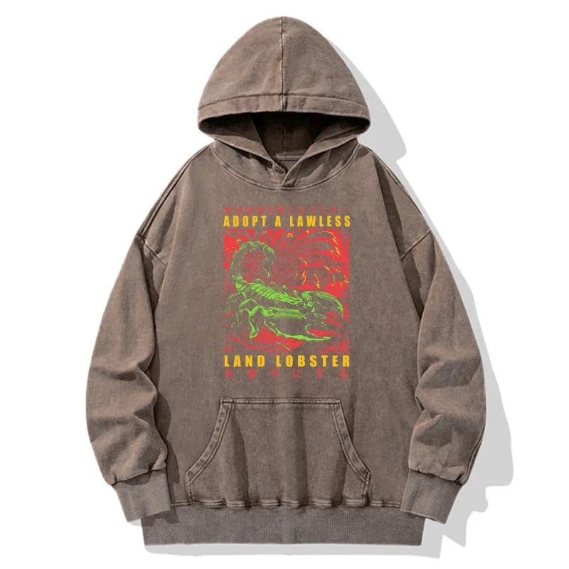 Adopting A Land Lobster Japanese Washed Hoodie