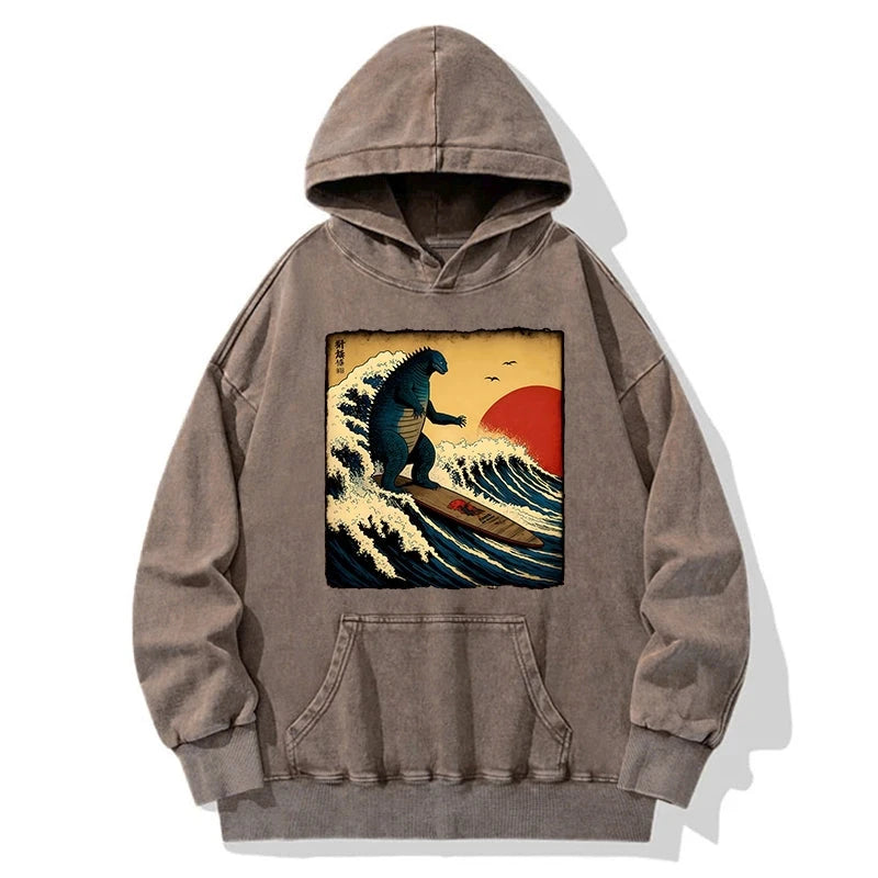 The Great Wave Washed Hoodie