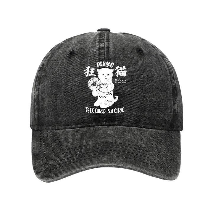 Tokyo Record Store Cat CD Washed Cap