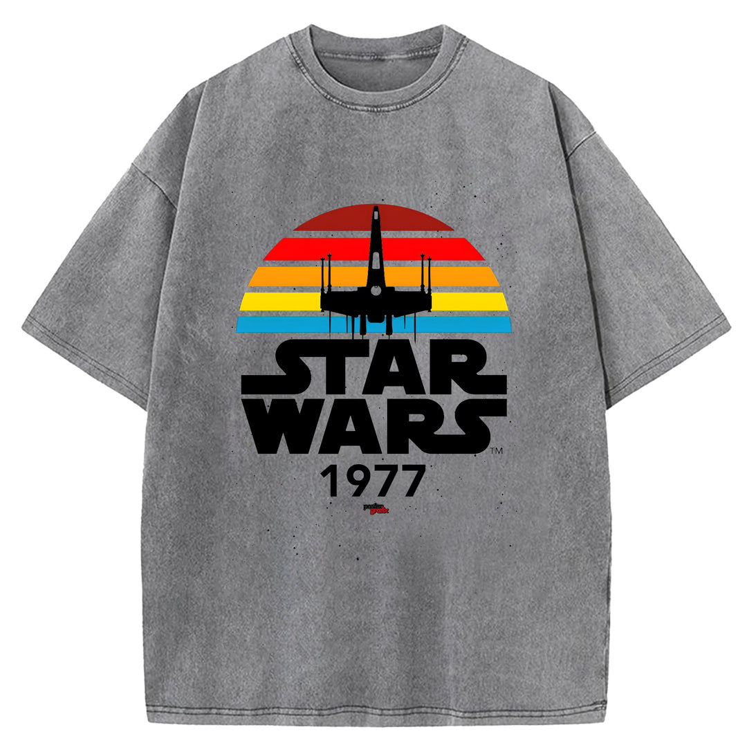 Star Wars Vintage Japanese Design Washed Crew Neck T-Shirt