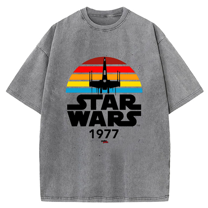 Star Wars Vintage Japanese Design Washed Crew Neck T-Shirt