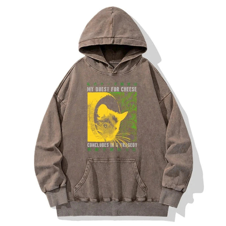 Mouse Has A Passion For Cheese Washed Hoodie