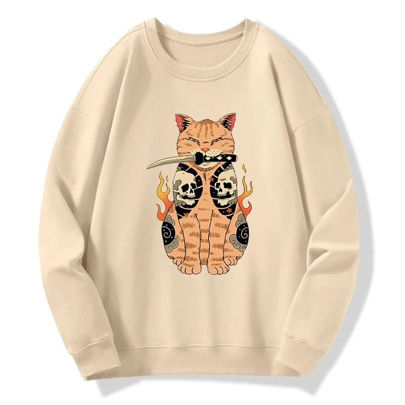 Catana Cat Skull Tattooed Samurai Sweatshirt