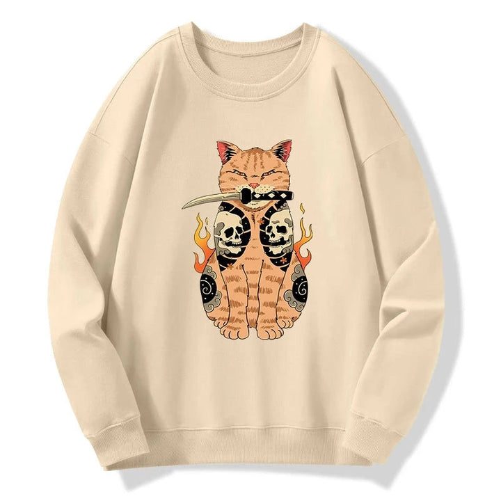 Catana Cat Skull Tattooed Samurai Sweatshirt