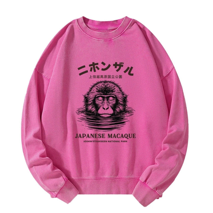 The Macaque Monkey In The Bath Japanese Washed Sweatshirt